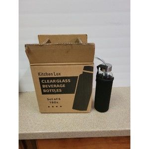 Kitchen Lux Clear Glass Beverage Bottle Tumbler 18oz Protective Holder Lot of 6